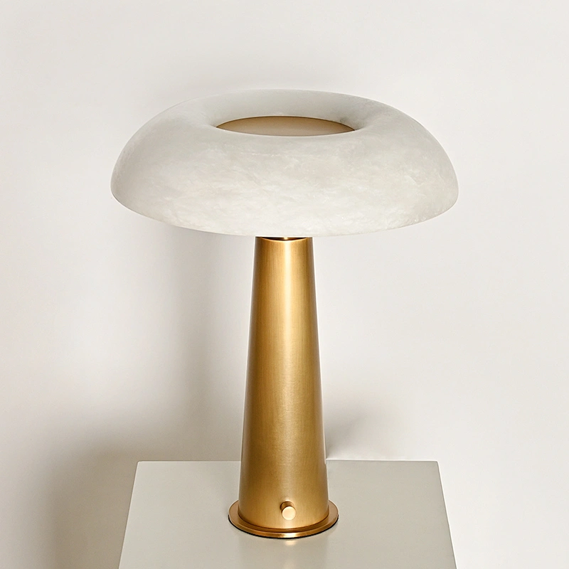 Antique Brass Finish Cloudy Sky Alabaster Desk Table Lamp
